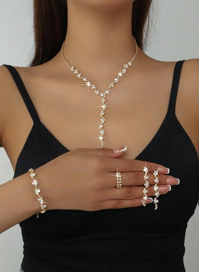 Take Two 4-Piece Embellished Necklace, Bracelet, Ring And Earrings Jewelry Set